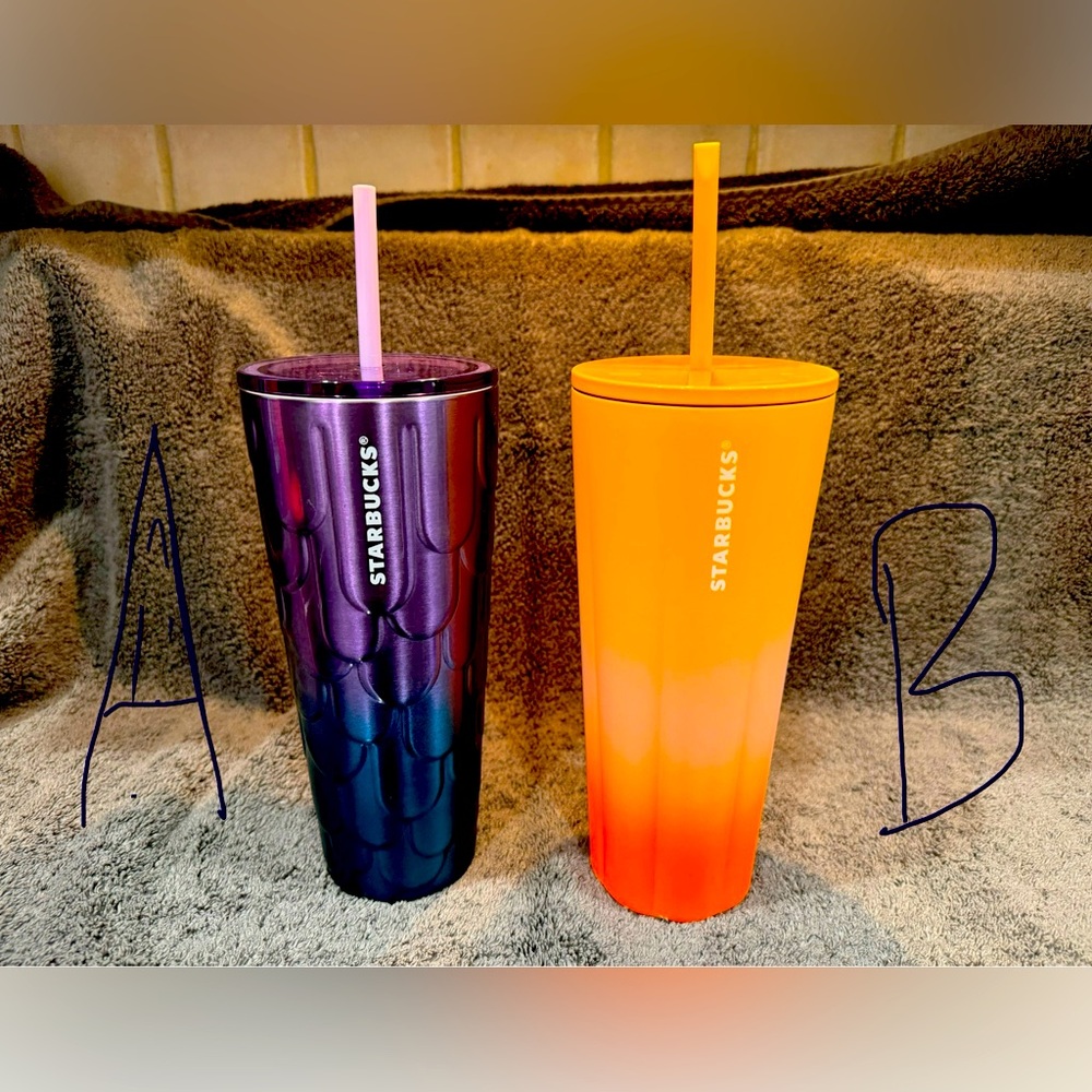 Metal Starbucks tumblers